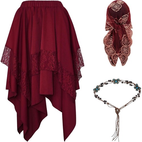 Damen rock burgundy high - burgundy, high-low