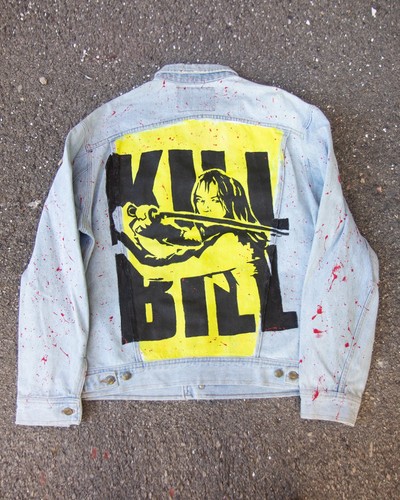 Handbemalte jeansjacke rifle - handbemalte,